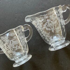 VINTAGE Fostoria "Navarre Clear" Cream & Sugar Set EUC